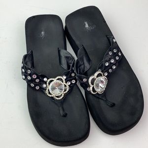 Corky’s | Clair Floral Rhinestone Black Platform Flip Flop 9